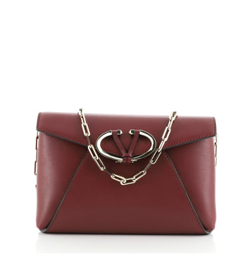Valentino V Rivet Chain Clutch Leather