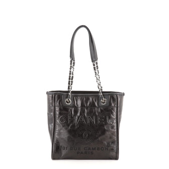 Chanel North South Deauville Tote Glazed Calfskin Small