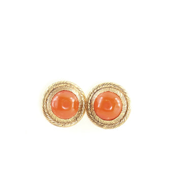 Chanel Vintage Round Clip-On Metal with Resin