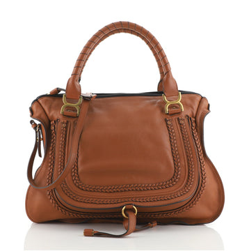 Chloe Marcie Braided Satchel Leather Large