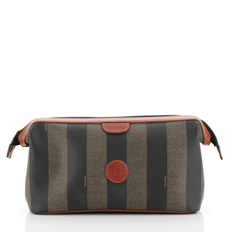 Fendi Vintage Cosmetic Case Pequin Canvas Small