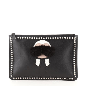 Fendi Karlito Pouch Studded Saffiano Leather Medium