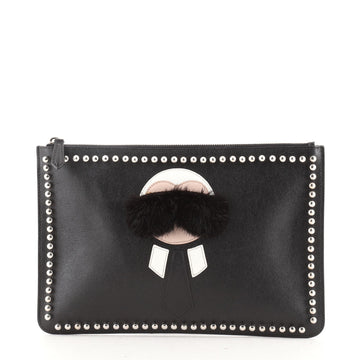 Fendi Karlito Pouch Studded Saffiano Leather Medium