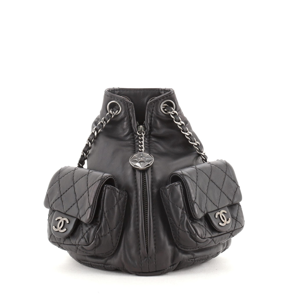 Pre-owned Chanel Leather Backpack In Black