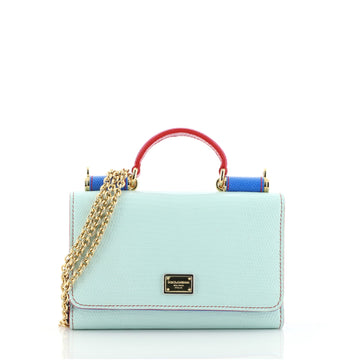 Dolce & Gabbana Sicily Wallet on Chain Lizard Embossed Leather