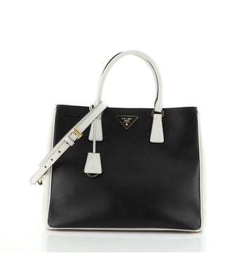 Prada Bicolor Lux Convertible Open Tote Saffiano Leather Medium