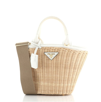 Prada Convertible Basket Bag Wicker with Canvas Small