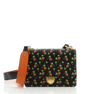 Prada Pushlock Flap Shoulder Bag Printed Saffiano Medium