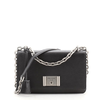 Prada Lux Chain Lock Flap Bag Saffiano Leather Medium