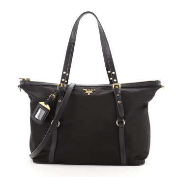 Prada Convertible Belted Satchel Tessuto and Saffiano Leather Medium