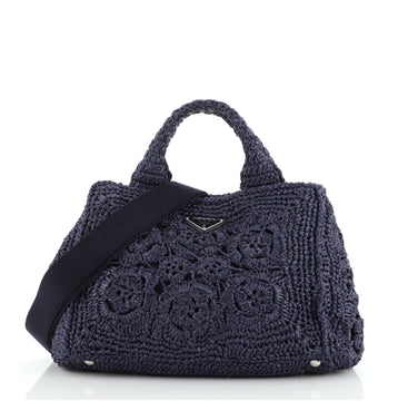 Prada Convertible Open Tote Woven Raffia Small