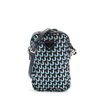 Prada Zip Phone Holder Crossbody Bag Printed Tessuto