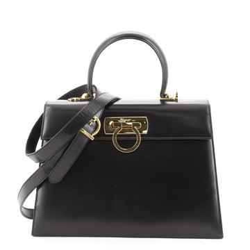 Salvatore Ferragamo Gancini Convertible Top Handle Bag Leather Medium