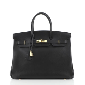 Hermes Birkin Handbag Black Ardennes with Gold Hardware 35