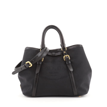 Prada Logo Convertible Tote Canvas with Leather Medium