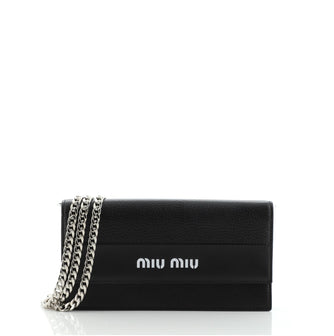 Miu Miu Logo Wallet on Chain Leather