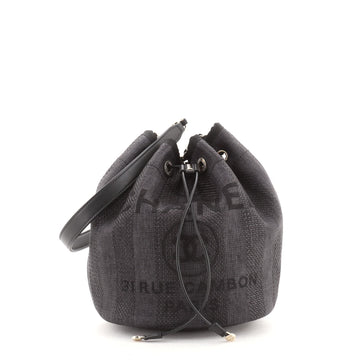 Chanel Deauville Drawstring Bucket Bag Raffia Medium