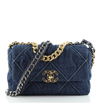 Chanel 19 Flap Bag Quilted Denim Medium