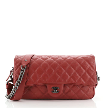 Chanel Casual Rock Airlines Flap Bag Quilted Crumpled Calfskin Medium