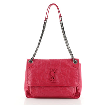 Saint Laurent Niki Chain Flap Bag Matelasse Chevron Leather Medium