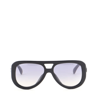 Chanel Logo Pilot Sunglasses Crystal Embellished Acetate