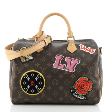 Louis Vuitton Speedy Bandouliere Bag Limited Edition Patches Monogram Canvas 30