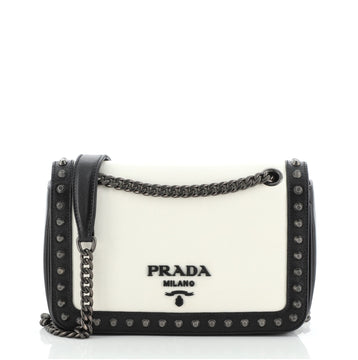 Prada Chain Flap Bag Studded Glace Calf Small