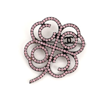 Chanel Embellished Logo Brooch - Pink