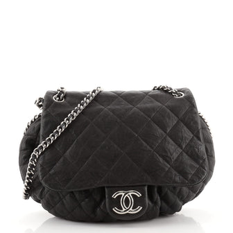Chanel Chain Around Flap Bag Quilted Leather Large