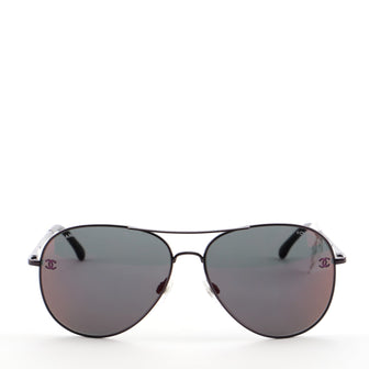 Chanel Pilot Summer Aviator Sunglasses Metal with Calfskin