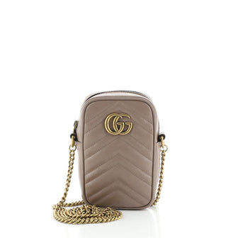 Gucci GG Marmont Vertical Phone Crossbody Bag Matelasse Leather Mini