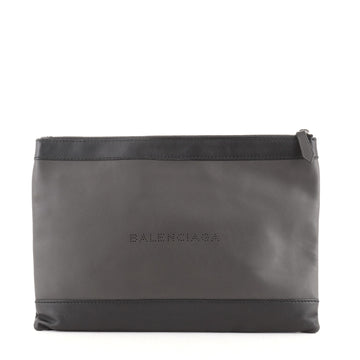 Balenciaga Navy Zip Pouch Leather Medium