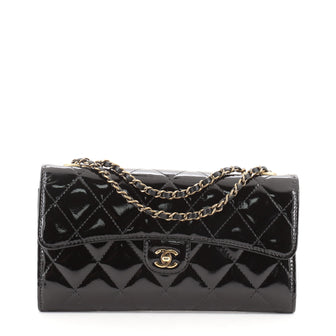 Chanel CC Eyelet Chain Clutch Quilted Patent