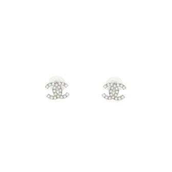 CC Stud Earrings Crystal Embellished Metal