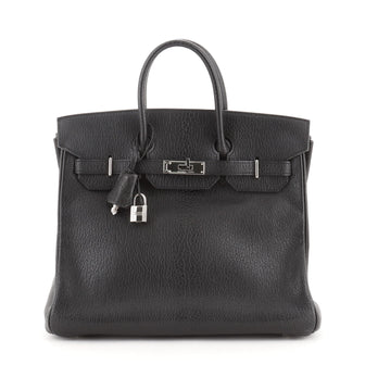 Hermes HAC Birkin Bag Black Chevre de Coromandel with Palladium Hardware 32