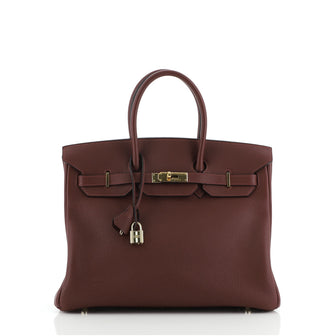 Hermes Birkin Handbag Red Togo with Gold Hardware 35