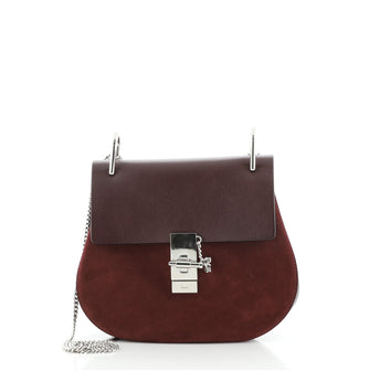 Chloe Drew Crossbody Bag Leather and Suede Small