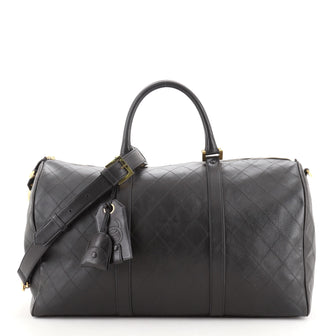 Chanel Vintage Diamond Stitch Boston Bag Quilted Lambskin Large