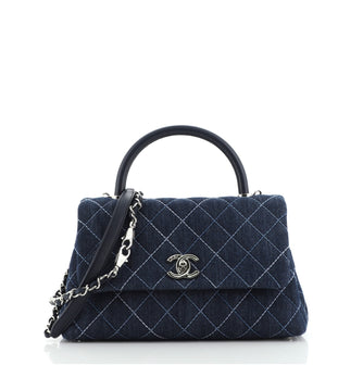 Chanel Coco Top Handle Bag Quilted Denim Small
