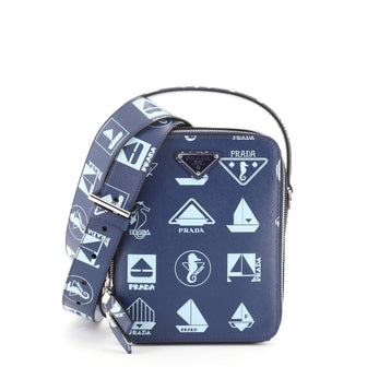 Prada Brique Crossbody Bag Printed Saffiano Leather Medium