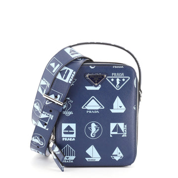 Prada Brique Crossbody Bag Printed Saffiano Leather Medium