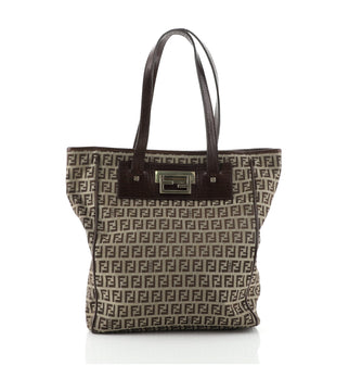 Fendi Vintage Flip Lock Tote Zucchino Canvas Tall