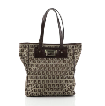 Fendi Vintage Flip Lock Tote Zucchino Canvas Tall