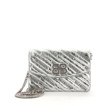 Balenciaga BB Chain Wallet Embossed Leather