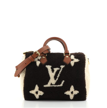 Louis Vuitton Speedy Bandouliere Bag Monogram Giant Teddy Fleece 25