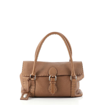 Fendi Selleria Linda Satchel Pebbled Leather Medium