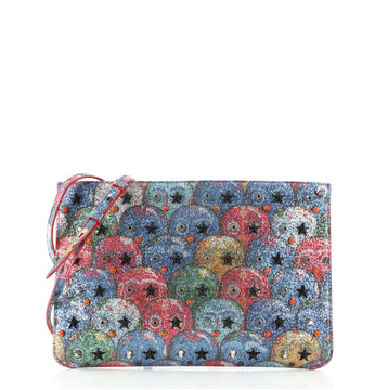 Christian Louboutin Loubiposh Cluch Spiked Glitter Canvas