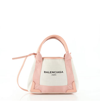 Balenciaga Navy Cabas Canvas and Leather XS