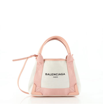 Balenciaga Navy Cabas Canvas and Leather XS