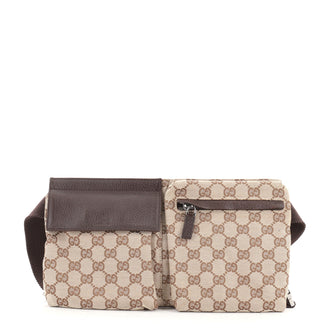 Gucci Vintage Double Belt Bag GG Canvas